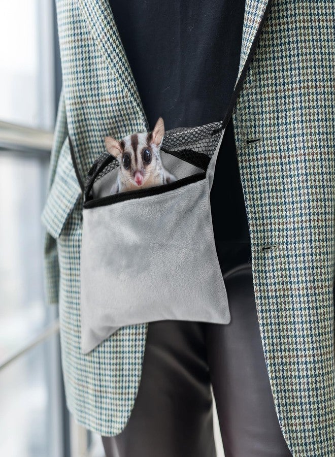 SilTriangle 4 Pcs Sugar Glider Bonding Pouch with Mitt Calming Hedgehog Gloves Sugar Glider Cage Accessories Handling Bite Proof Hamster Carry Bag for Small Animal Outgoing Sleeping - Image 3